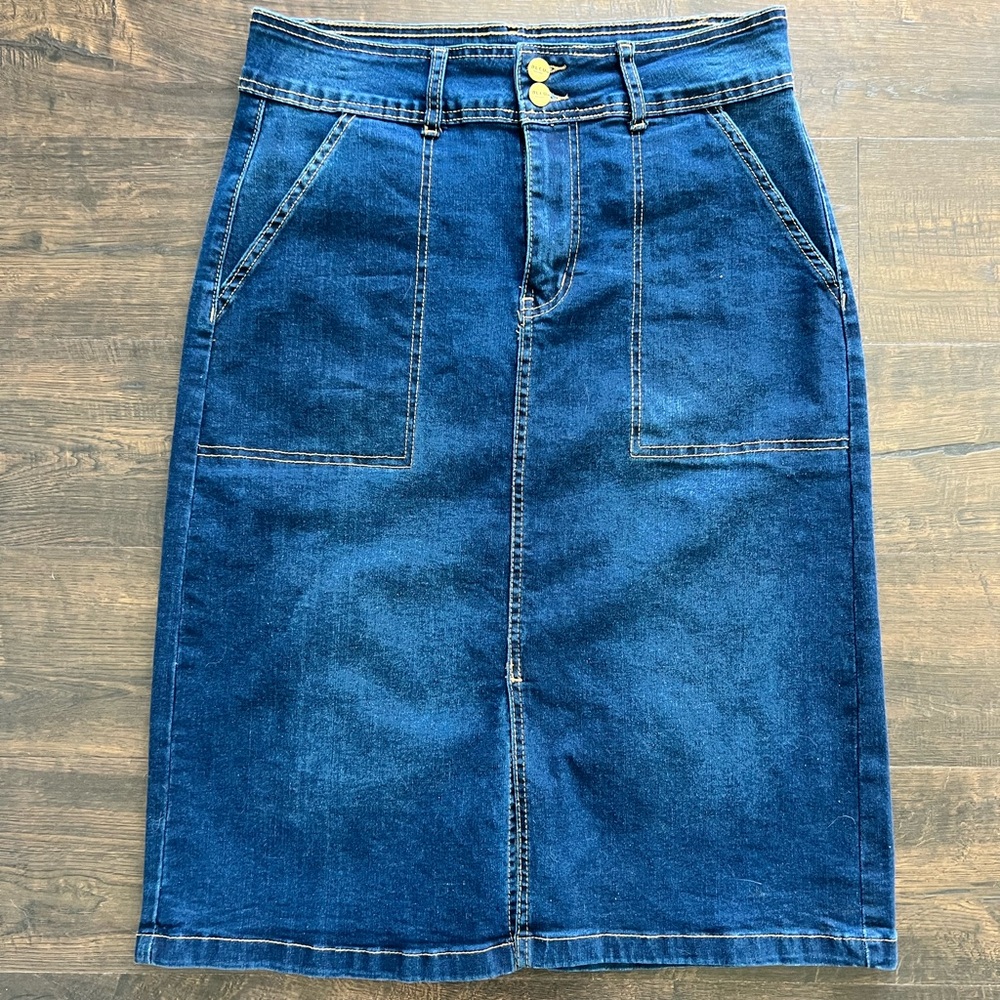 BLEU Denim Midi Skirt